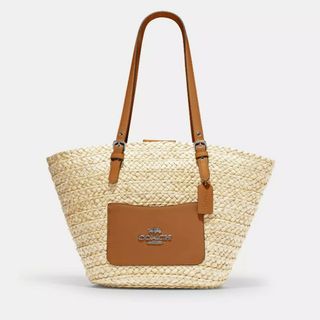 COACH - 新品タグ付き　コーチ　ラージトート　ストロー　カゴバッグ