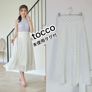 TOCCO closet - 未使用タグ付き　tocco　ドット×シアープリーツレイヤードフレアスカート