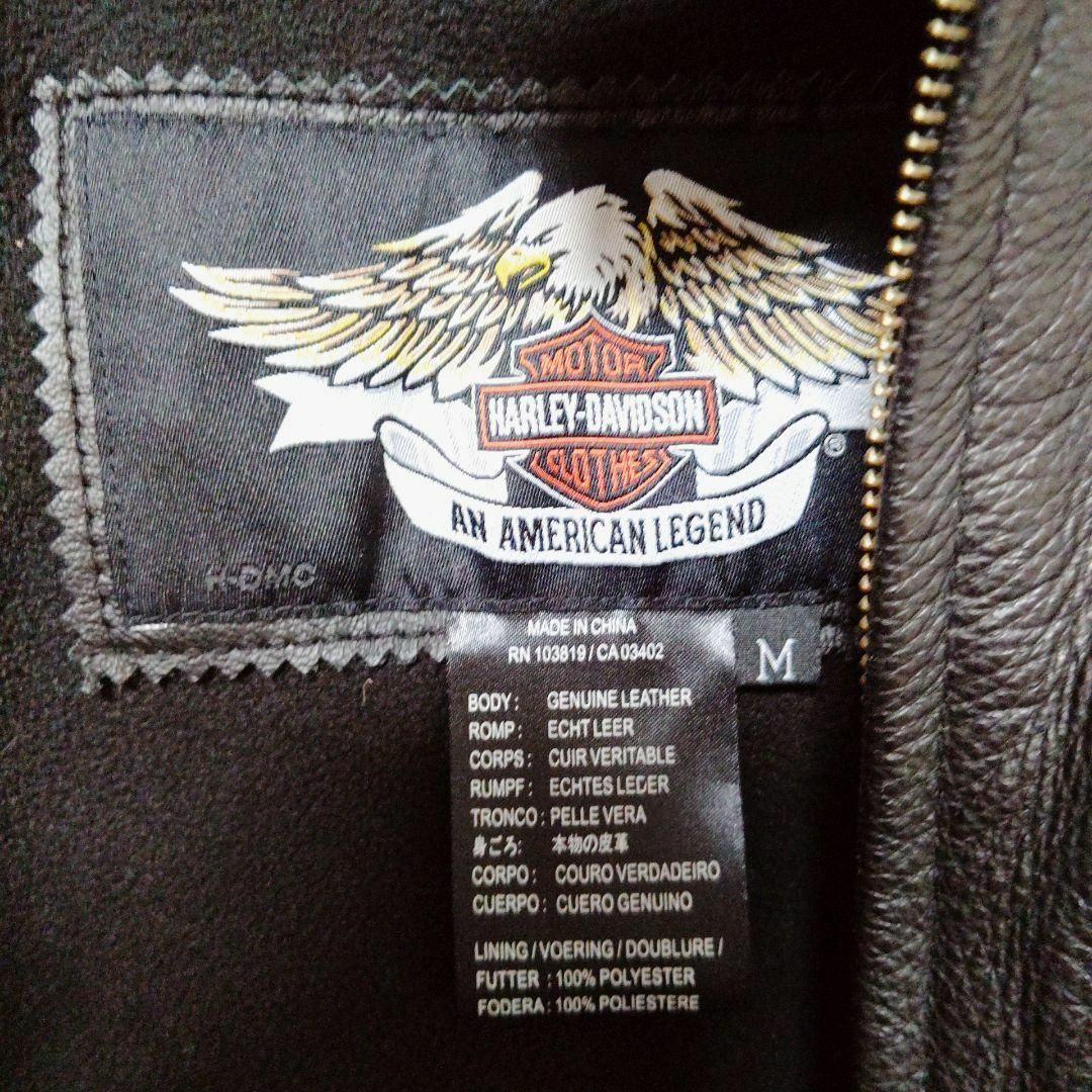 Harley Davidson(ハーレーダビッドソン)の美品　ハーレーダビッドソン　ライダースジャケット　レザー　スカル　M 黒 メンズのジャケット/アウター(レザージャケット)の商品写真