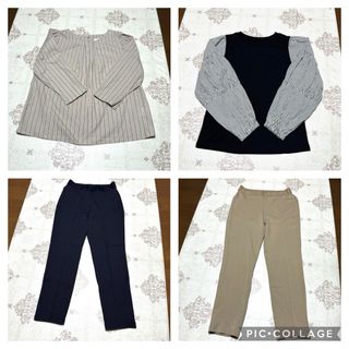 ユニクロ(UNIQLO)の春コーデ　まとめ売り　レディース　４点　シャツ　トップス　ボトムス　ベージュ　Ｍ(クロップドパンツ)