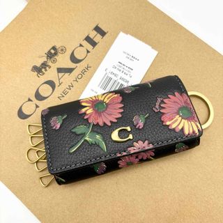 コーチ(COACH)の【COACH☆新品】 6 リング キー ケース・フローラル プリント！レザー！(キーケース)