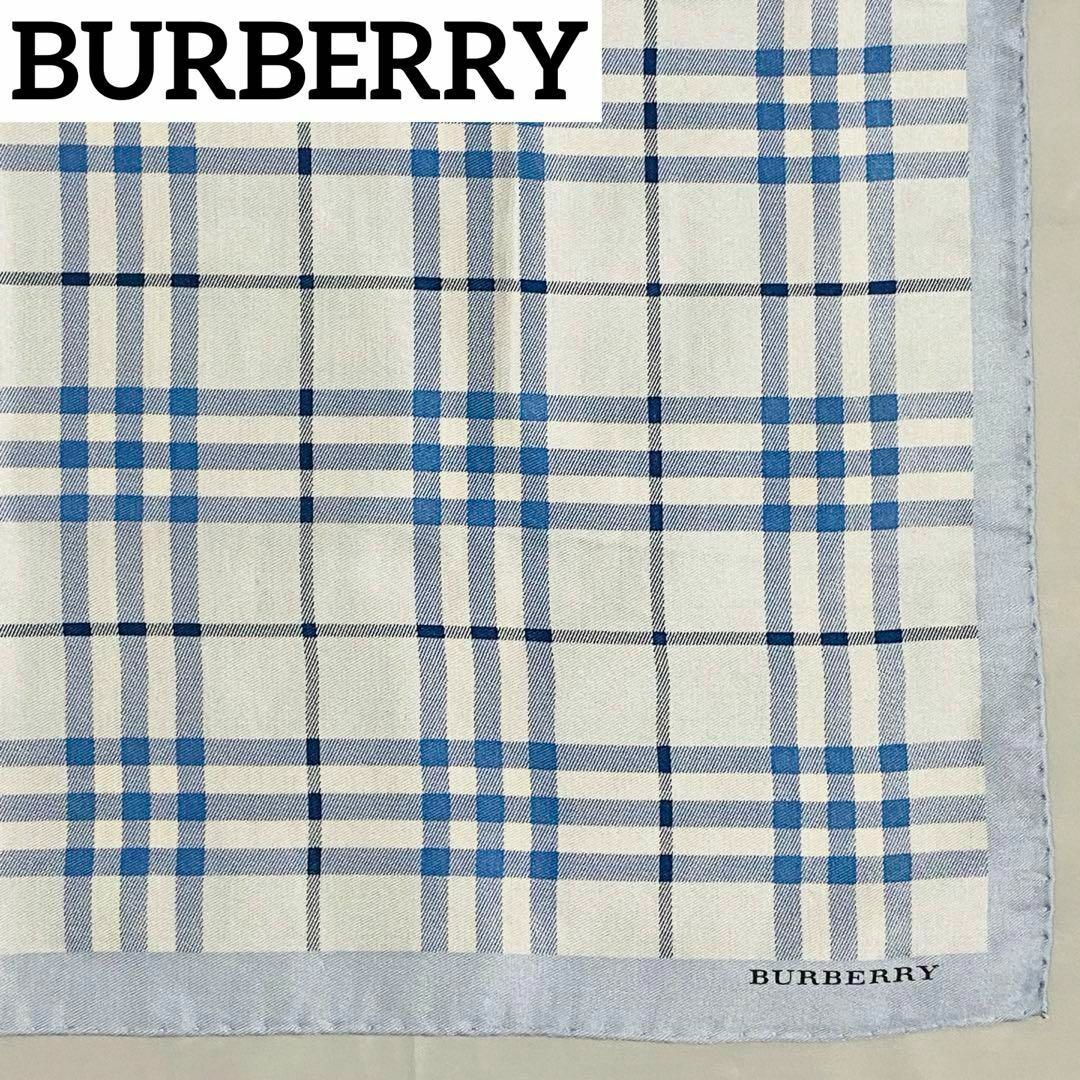 BURBERRY(バーバリー)の★BURBERRY★ ハンカチ 大判 メンズ チェック サックスブルー メンズのファッション小物(ハンカチ/ポケットチーフ)の商品写真