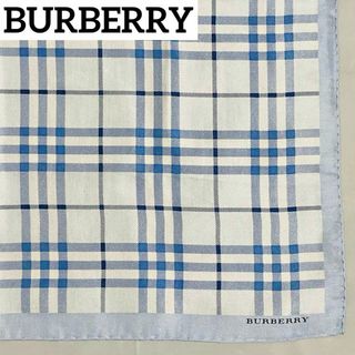 バーバリー(BURBERRY)の★BURBERRY★ ハンカチ 大判 メンズ チェック サックスブルー(ハンカチ/ポケットチーフ)