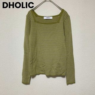 xx100 DHOLIC/ボーダー長袖薄手ニット/秋冬/トップス/伸縮性