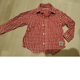ミキハウス　90サイズ　赤×白　長袖シャツ(Tシャツ/カットソー)