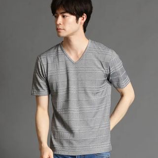 ニコルクラブフォーメン(NICOLE CLUB FOR MEN)のニコル リンクスチェックＶネックＴシャツ NICOLE CLUB FOR MEN(Tシャツ/カットソー(半袖/袖なし))