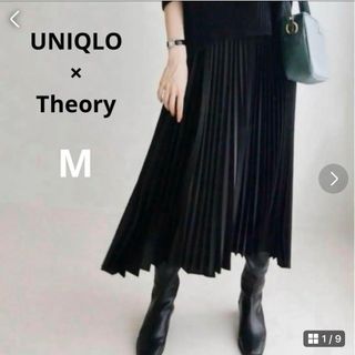 ★極美品★UNIQLO×Theory プリーツサテンスカート M(ロングスカート)