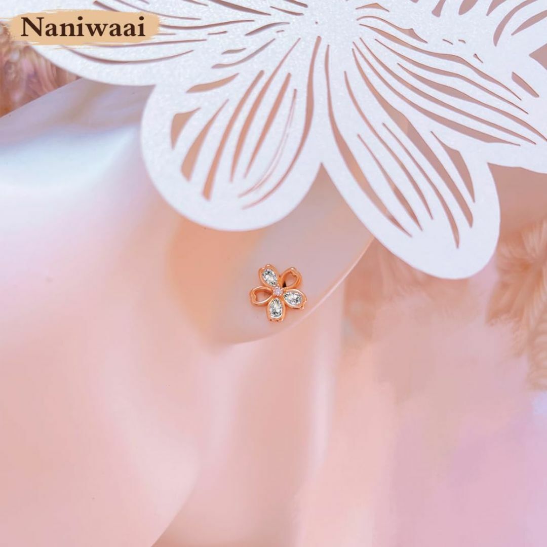 【色: rosegold-white】Naniwaai ピアス レディース 人気 レディースのアクセサリー(その他)の商品写真