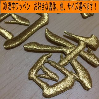 総刺しゅう　3D漢字アイロンワッペン 1文字からO.K！　オーダーメイド(その他)