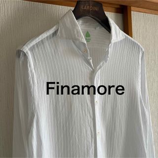 フィナモレ(FINAMORE)の【美品】Finamore フィナモレ　 ラインストライプ　コットンリネンシャツ(シャツ)