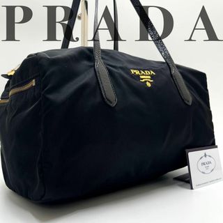 プラダ(PRADA)の美品✨プラダ ミニボストンバッグ 肩掛け テスートナイロン ブラック カード付き(トートバッグ)