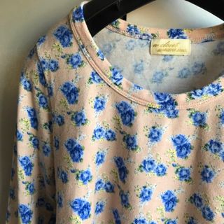 ダブルクローゼット(w closet)の起毛 花柄 リブ 切替カットソー*(カットソー(長袖/七分))