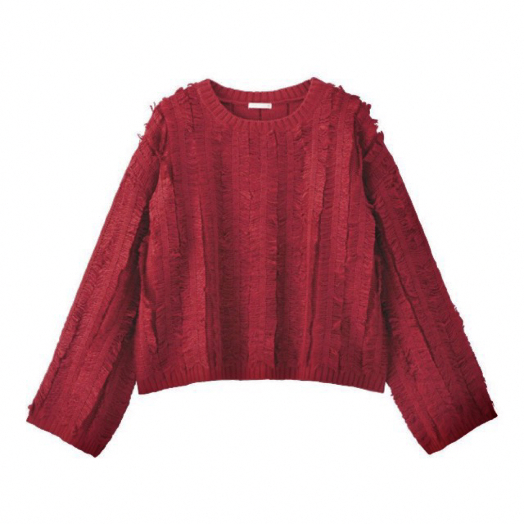 GU(ジーユー)のフリンジセーター 赤* レディースのトップス(ニット/セーター)の商品写真