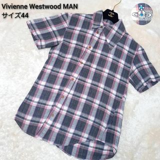 ヴィヴィアンウエストウッド(Vivienne Westwood)の【極美品】ヴィヴィアンウエストウッドマン　半袖シャツ　変形デザイン　オーブ刺繍(シャツ)