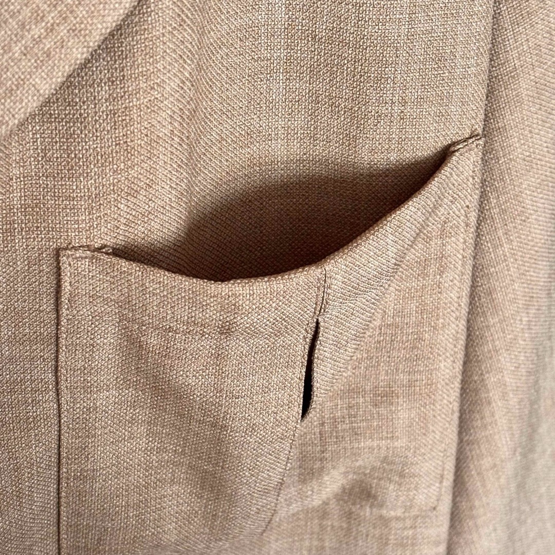 GU(ジーユー)のGU オープンカラーダブルポケットシャツ　長袖　薄手　ベージュ　吸水速乾　春夏 レディースのトップス(シャツ/ブラウス(長袖/七分))の商品写真