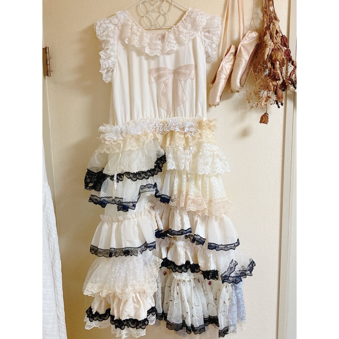 GUNNE SAX(ガニーサックス)のハンドメイド　dentelle レースふりるワンピース　ガーリー　ロリータ レディースのワンピース(ロングワンピース/マキシワンピース)の商品写真