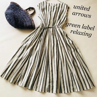 ユナイテッドアローズグリーンレーベルリラクシング(UNITED ARROWS green label relaxing)のグリーンレーベルリラクシング　リネン　ノースリーブ　Aライン　ワンピース(ロングワンピース/マキシワンピース)