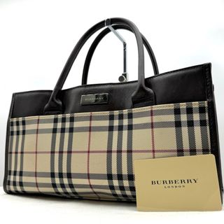 バーバリー(BURBERRY)の✨美品✨バーバリー ハンドバッグ ノバチェック ロゴプレート キャンバス レザー(ハンドバッグ)