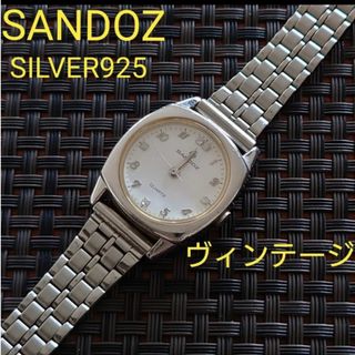 SWISS 老舗 SANDOZ シルバー925 ダイヤ5石 レディース 腕時計(腕時計)