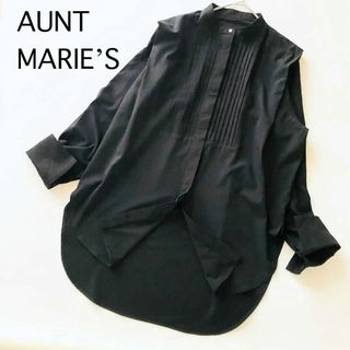 アントマリーズ(Aunt Marie's)のアントマリーズ　ショルダータック　バンドカラー長袖シャツ　黒(シャツ/ブラウス(長袖/七分))