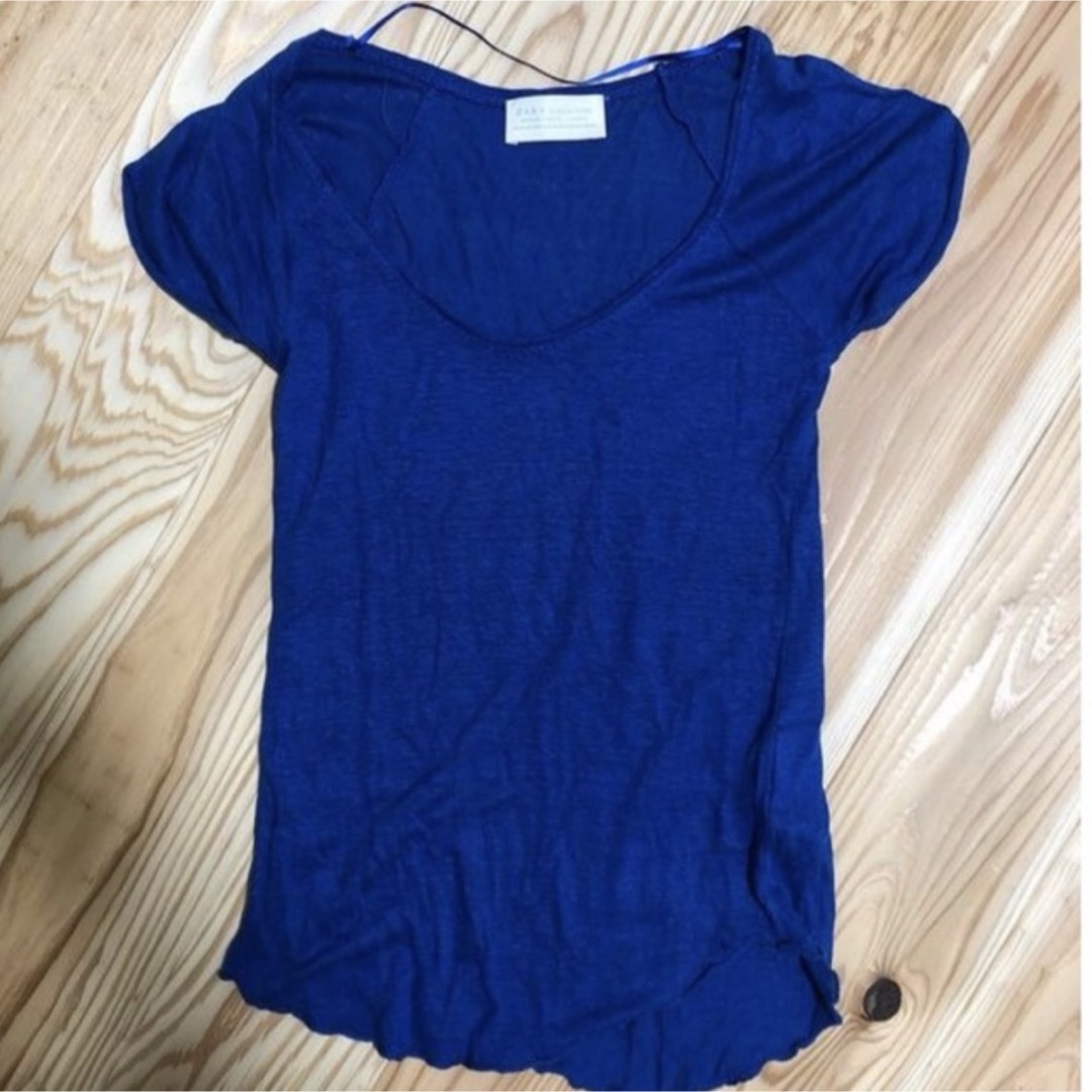 ZARA(ザラ)のZARA トップス　XS 青 レディースのトップス(Tシャツ(半袖/袖なし))の商品写真