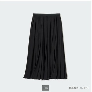 ユニクロ(UNIQLO)のユニクロ シフォンプリーツスカート 黒(ロングスカート)