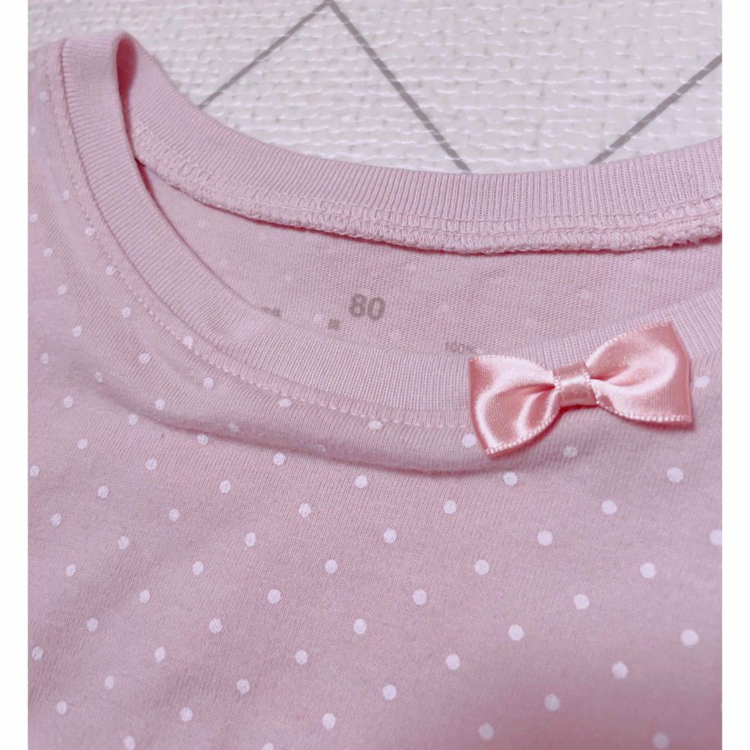 UNIQLO(ユニクロ)の半袖 Ｔシャツ ミッフィー ボリス 水玉 ピンク 雨 雫 UNIQLO 無印良品 キッズ/ベビー/マタニティのベビー服(~85cm)(Ｔシャツ)の商品写真