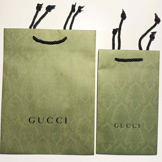 グッチ(Gucci)のGUCCI  グッチ  ショッパー  紙袋  グリーン 2枚  未使用 (ショップ袋)