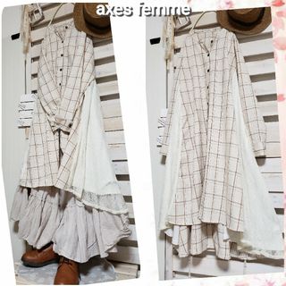 アクシーズファム(axes femme)の美品axes femme/サイドレースがふんわり可愛い♡切替ワンピース 羽織り(ロングワンピース/マキシワンピース)