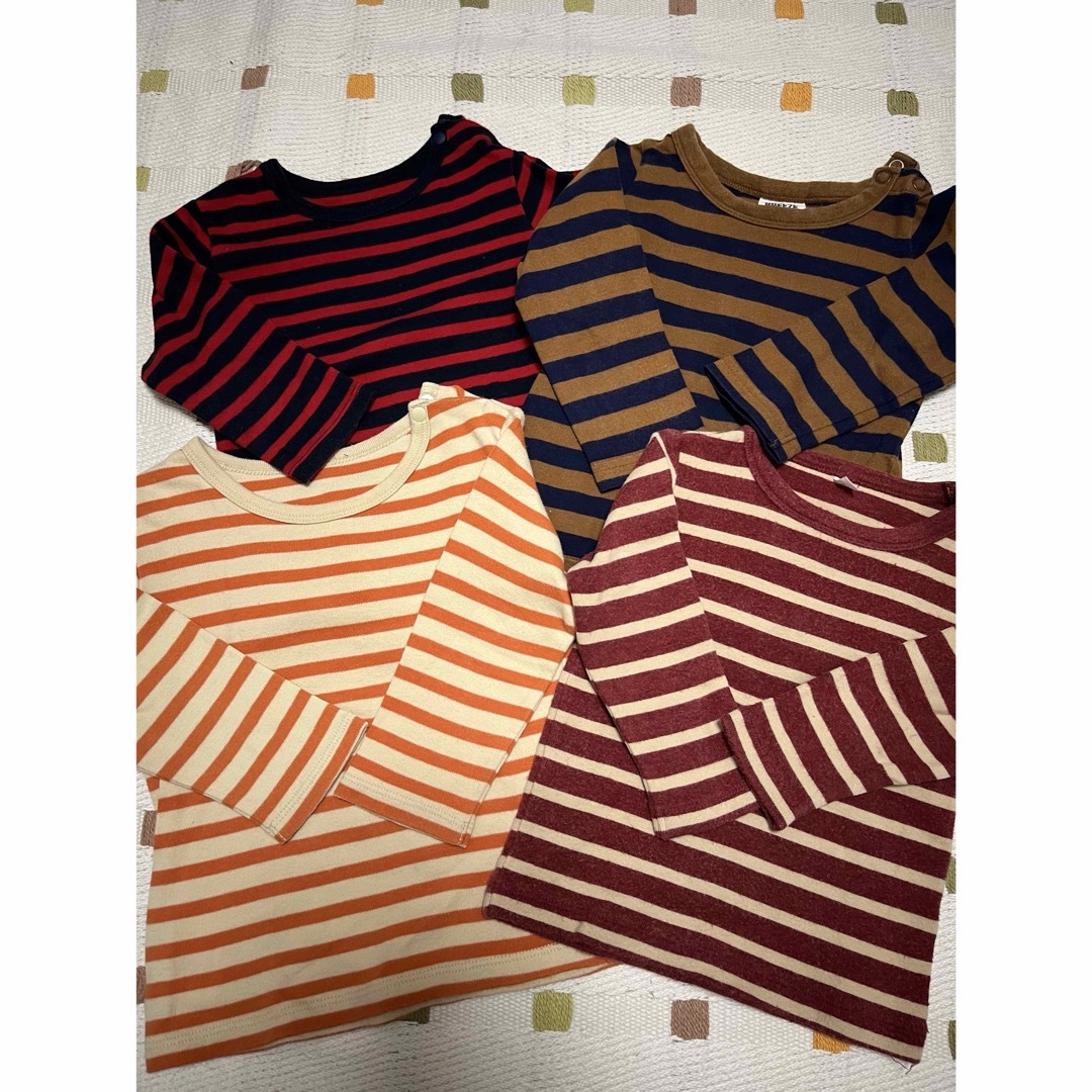 UNIQLO(ユニクロ)のストライプロンT4枚セット　80サイズ キッズ/ベビー/マタニティのベビー服(~85cm)(Ｔシャツ)の商品写真