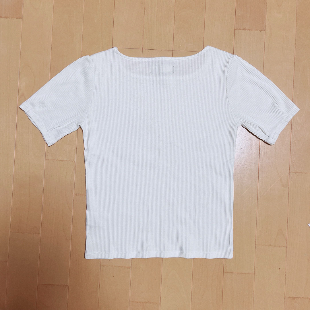 しまむら(シマムラ)の白　リブT レディースのトップス(Tシャツ(半袖/袖なし))の商品写真