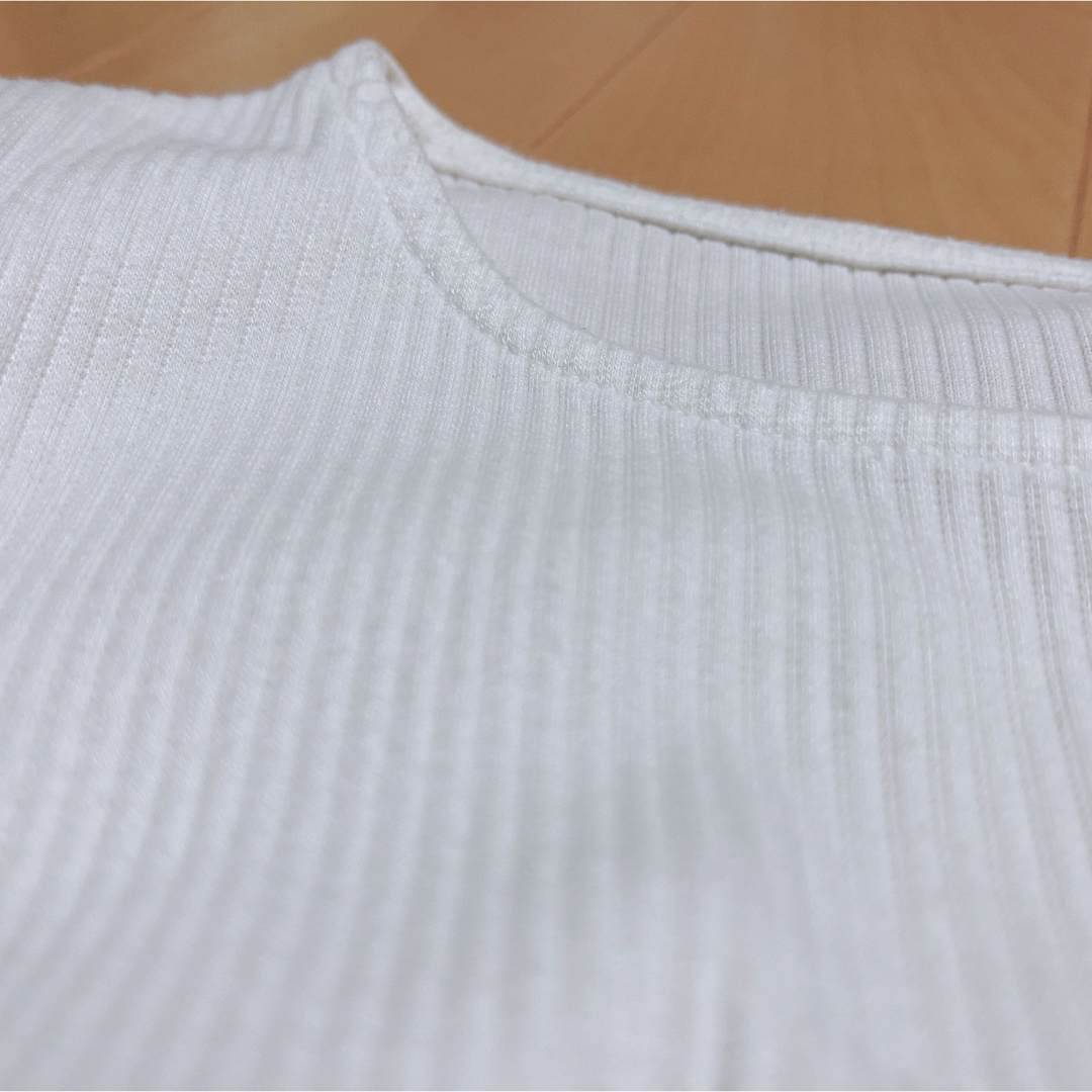 しまむら(シマムラ)の白　リブT レディースのトップス(Tシャツ(半袖/袖なし))の商品写真