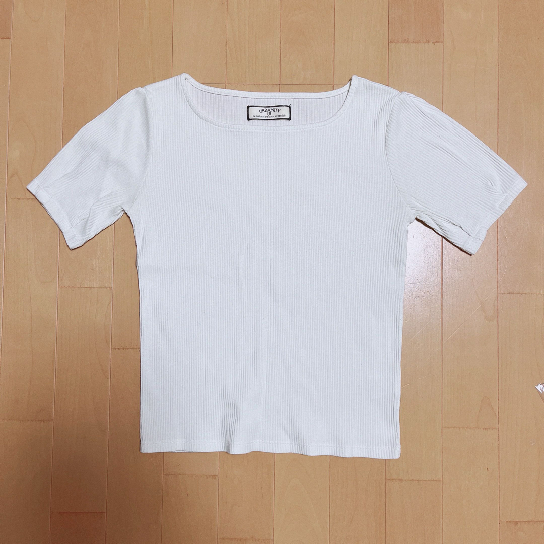 しまむら(シマムラ)の白　リブT レディースのトップス(Tシャツ(半袖/袖なし))の商品写真