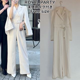 ロイヤルパーティー(ROYAL PARTY)の未使用タグ付　ROYAL PARTY　ベルト付ケープ風オールインワン　オフ白　F(オールインワン)