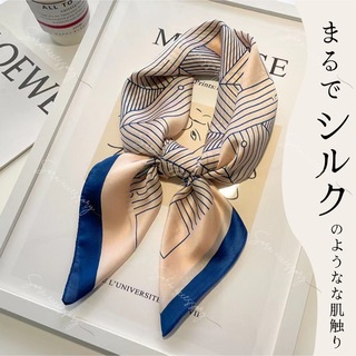 大判 スカーフ 70cm 正方形 シルクのような肌触り 幾何学デザイン(バンダナ/スカーフ)