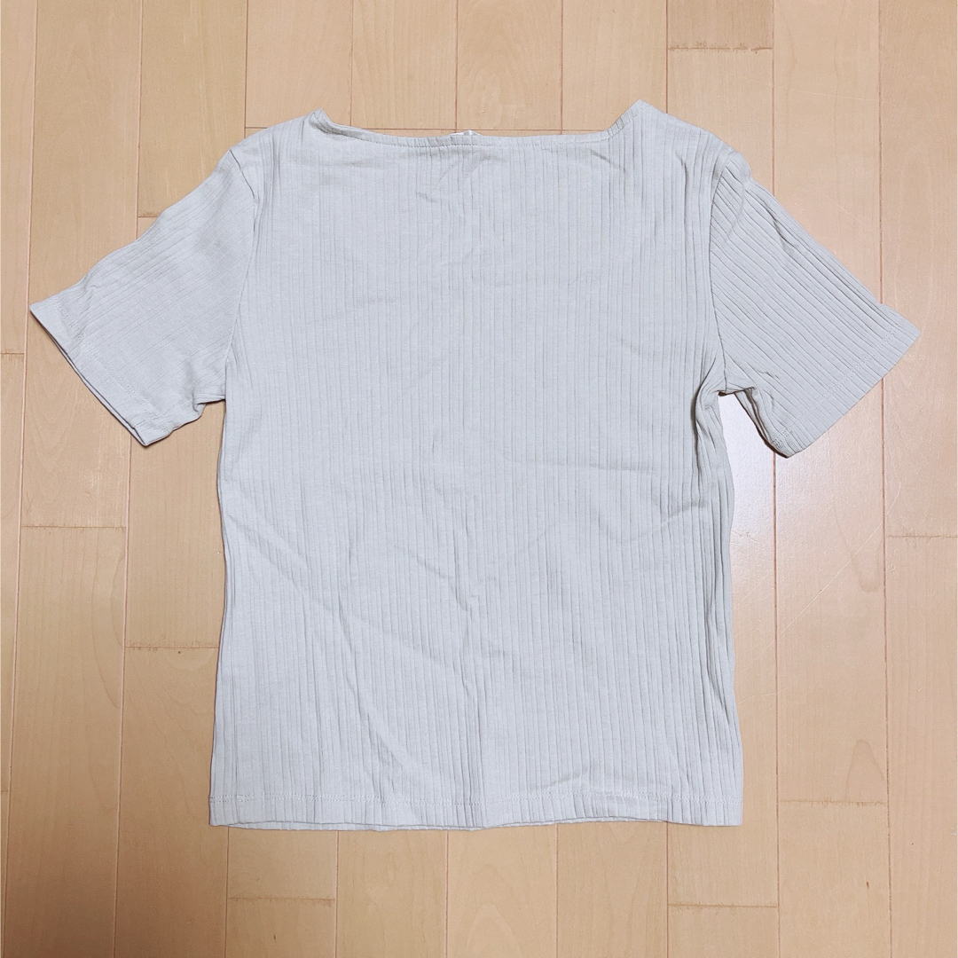 GU(ジーユー)のGU ベージュ リブT スクエアネック レディースのトップス(Tシャツ(半袖/袖なし))の商品写真