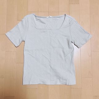 ジーユー(GU)のGU ベージュ リブT スクエアネック(Tシャツ(半袖/袖なし))