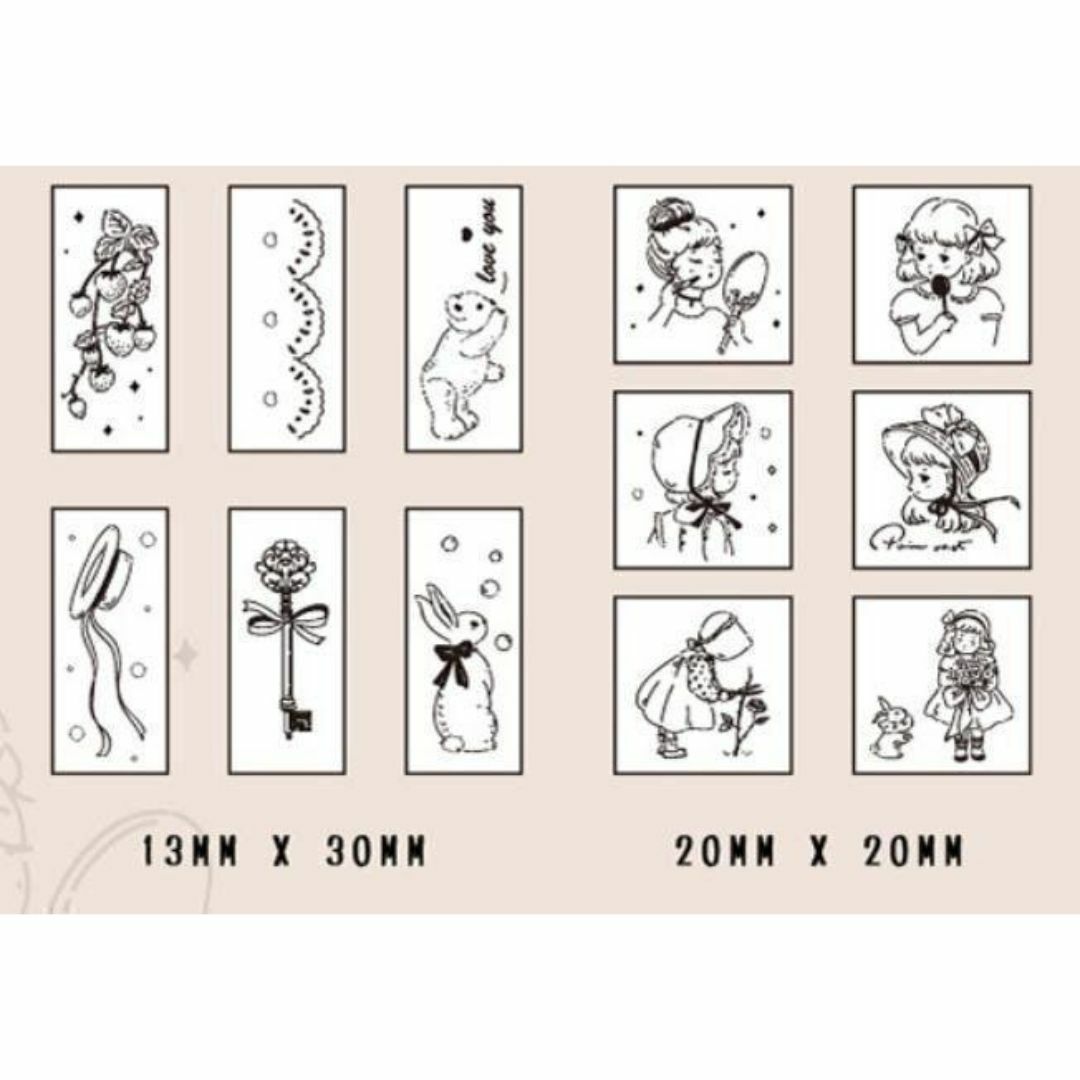 スタンプセット　12個　はんこ　アンティーク風　ハンドメイドに　デコ　女の子 ハンドメイドの文具/ステーショナリー(はんこ)の商品写真