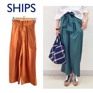 SHIPS - SHIPS ハイウエストワイドパンツ