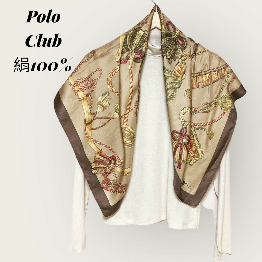 Polo Club(ポロクラブ)のシミあり　Polo Club　ポロクラブ　スカーフ　シルク100％　レトロ レディースのファッション小物(バンダナ/スカーフ)の商品写真