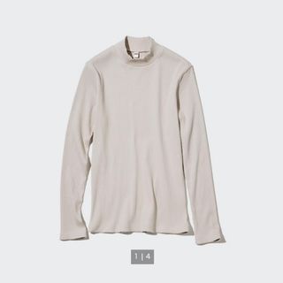 ユニクロ(UNIQLO)の【新品・未使用】ユニクロ　リブハイネックT（長袖）(カットソー(長袖/七分))