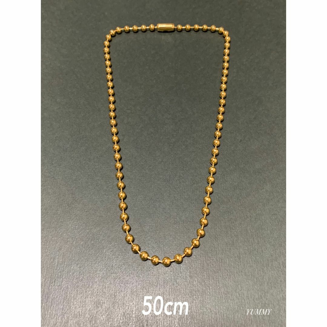 【ボールチェーンネックレス ゴールド 5mm 50cm 1本】ステンレス メンズのアクセサリー(ネックレス)の商品写真