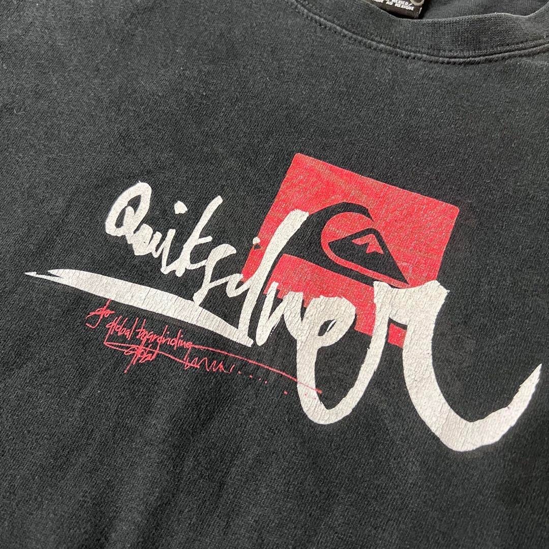 QUIKSILVER(クイックシルバー)のUS 古着　Quicksilver　Tシャツ　ブラック　両面ロゴ　輸入　S メンズのトップス(Tシャツ/カットソー(半袖/袖なし))の商品写真