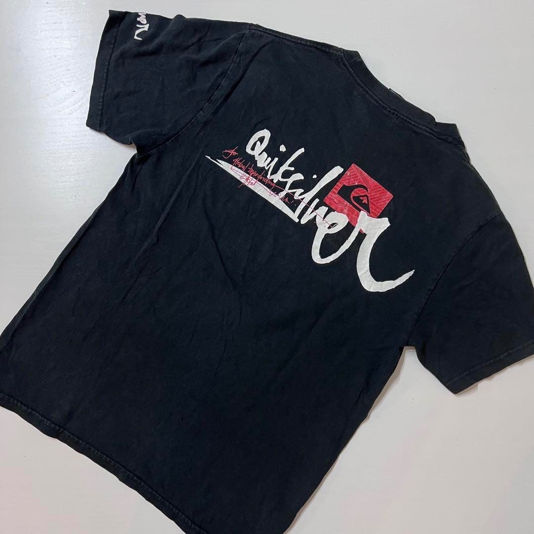 QUIKSILVER(クイックシルバー)のUS 古着　Quicksilver　Tシャツ　ブラック　両面ロゴ　輸入　S メンズのトップス(Tシャツ/カットソー(半袖/袖なし))の商品写真