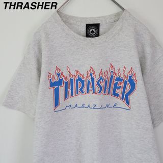 スラッシャー(THRASHER)の【ファイアーパターン】スラッシャー／Tシャツ　デカロゴ　霜降り生地　ストリート(Tシャツ/カットソー(半袖/袖なし))