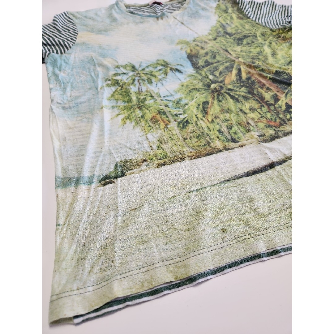 ALTEA(アルテア)のaltea　アルテア　プリント&ボーダーTシャツ　L メンズのトップス(Tシャツ/カットソー(半袖/袖なし))の商品写真