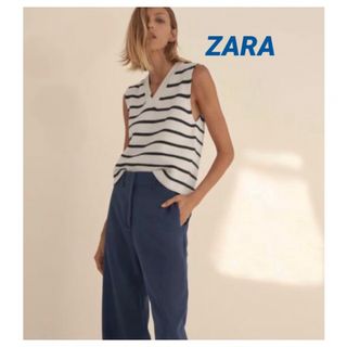 ザラ(ZARA)の☆ZARA ザラ ストライプ ニットベスト ボーダーベスト(カットソー(半袖/袖なし))