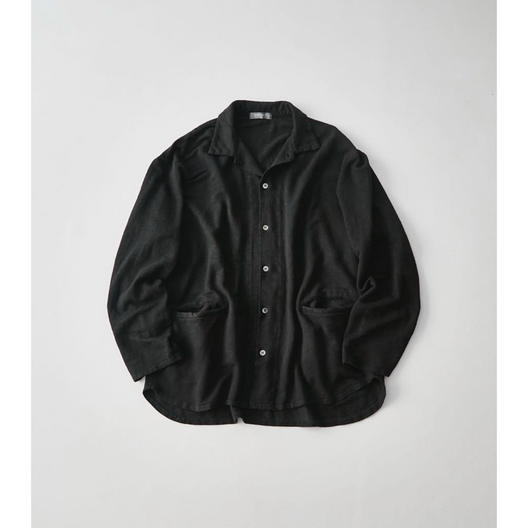 COMOLI(コモリ)のネストローブ コンフェクト リネンインレー　シャツカーディガン ブラック メンズのトップス(シャツ)の商品写真