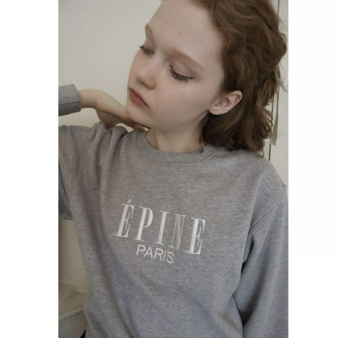 ÉPINE PARIS embroidery sweat gray×white レディースのトップス(トレーナー/スウェット)の商品写真