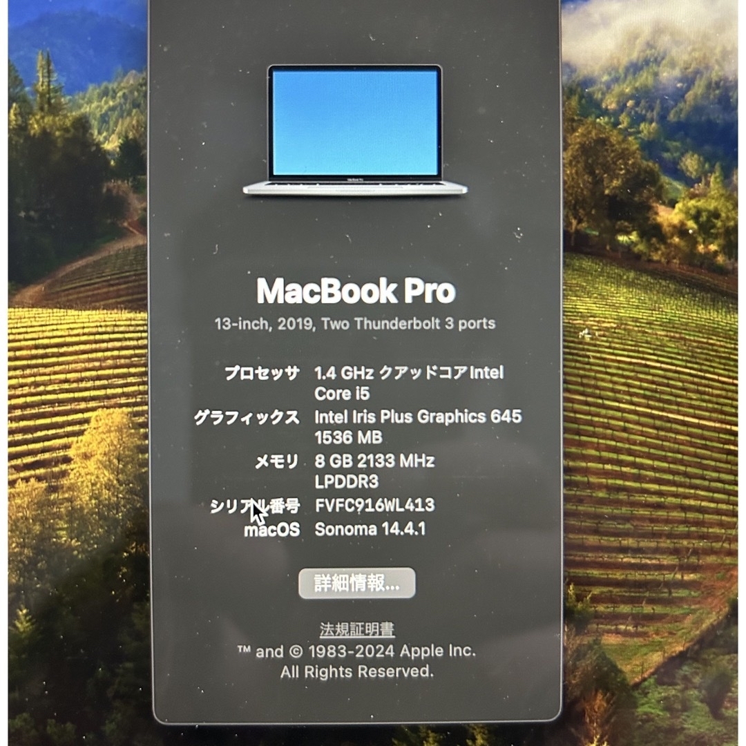 Apple(アップル)のmacbook pro 13インチ 2019 スマホ/家電/カメラのPC/タブレット(ノートPC)の商品写真
